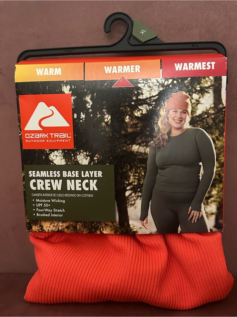 Ozark Trail Women's Seamless Base Layer Crew Neck Sweater - Orange
